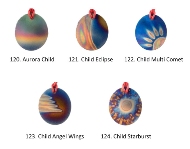 Table - Chart of 5 Choices of Tesla's Child Pendants