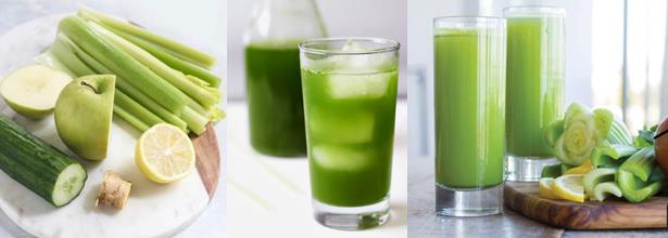 Collage of green juices